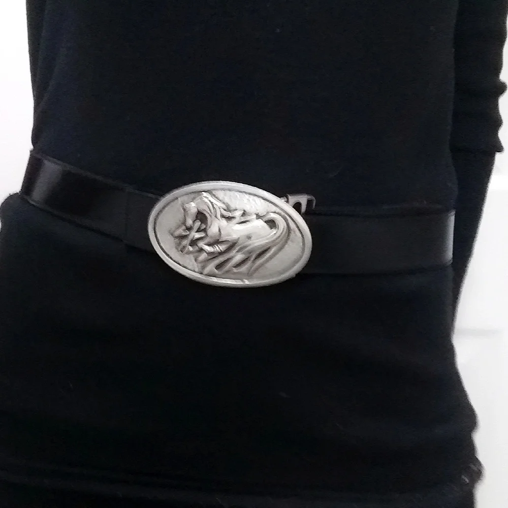 Vintage St. Justin Silver Horse Belt Buckle - Picture 3 of 7